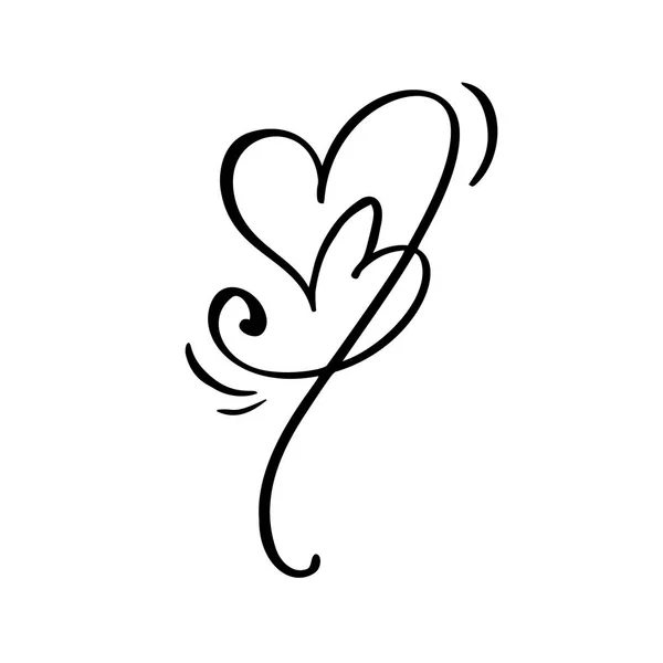 Рука нарисовала два знака любви. Романтический вектор каллиграфии в День Святого Валентина. Символ иконы для футболки, поздравительной открытки, постерной свадьбы. Дизайн плоского элемента — стоковый вектор