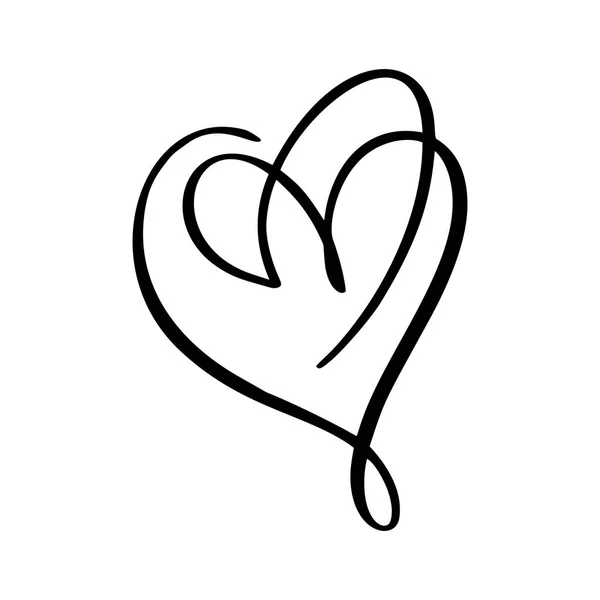 Kézzel rajzolt két szív szerelmes jel. Romantikus kalligráfia vektor Valentin nap. Concepn ikon szimbólum póló, üdvözlőlap, poszter esküvő. Síkelem tervezése illusztráció — Stock Vector