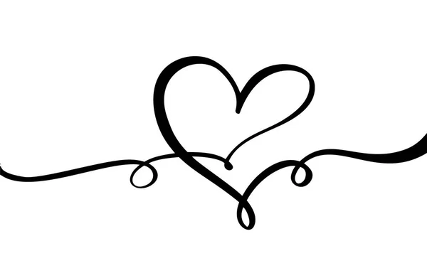 Рука намалювала знак любові до серця. Романтичний каліграфічний вектор дня Святого Валентина. Символ концептуальної піктограми футболки, вітальної листівки, плакатного весілля. Дизайн плоского елемента ілюстрація — стоковий вектор