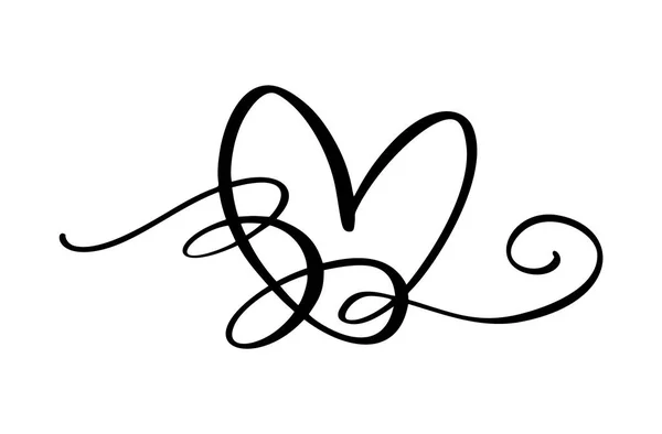 Ręcznie rysowane serce miłość znak. Romantyczna kaligrafia wektor Walentynki. Ikona konceptu symbol t-shirt, kartki okolicznościowe, plakat ślubu. Projekt płaskiego elementu ilustracji — Wektor stockowy