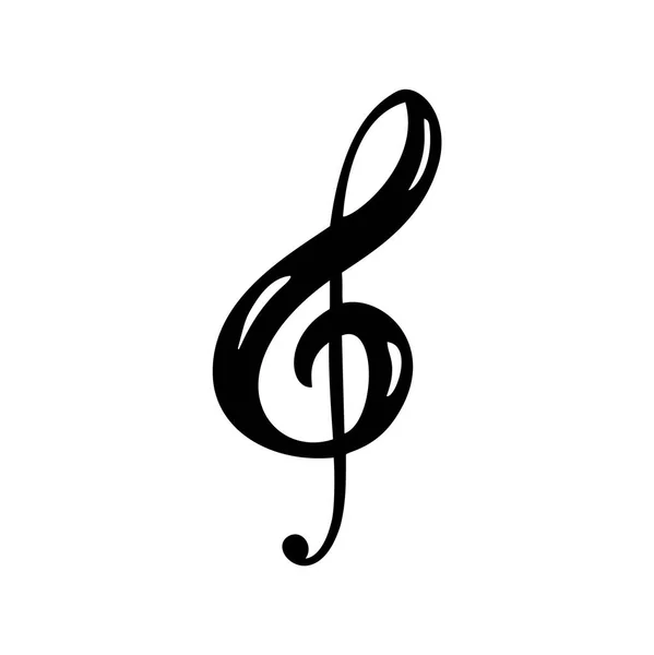 Dibujado a mano logotipo clave de música y vector de iconos Ilustración. Tema musical plantilla de diseño plano. Aislado sobre el fondo blanco — Archivo Imágenes Vectoriales