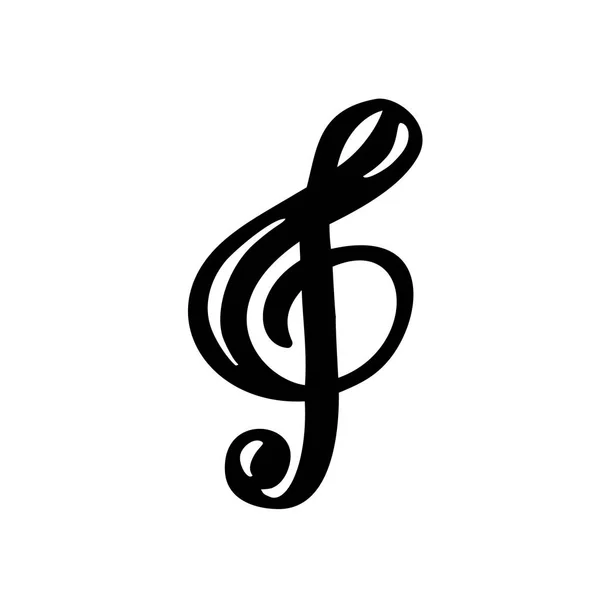 Logo de la clé de musique dessinée à la main et illustration vectorielle d'icône. Modèle de design plat thème musical. Isolé sur le fond blanc — Image vectorielle