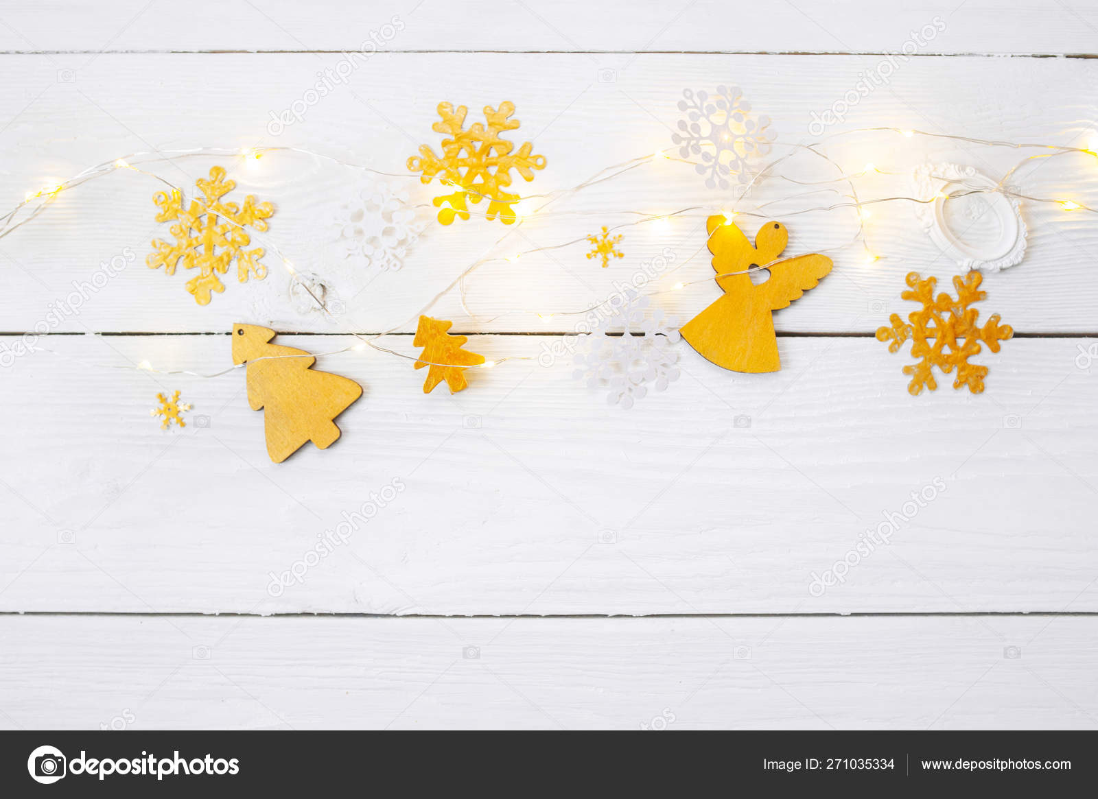 Download Christmas Background For Greeting Card With Place For Text X Mas Golden Toys And Ribbon On Wooden Background Flat Lay Top View Photo Mockup Stock Photo C Timonko 271035334 PSD Mockup Templates