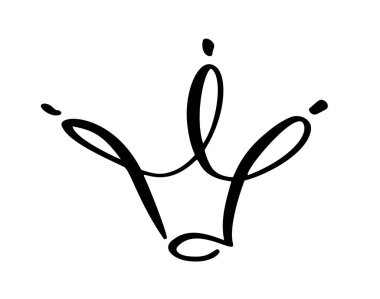 Stilize taç el çizilmiş sembolü. Siyah mürekkep ve fırça ile çizilmiş. Vektör Illustration beyaz izole. Logo tasarımı. Grunge Fırça inme