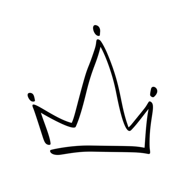 Símbolo desenhado à mão de uma coroa estilizada. Desenhado com uma tinta preta e escova. Ilustração vetorial isolada sobre branco. Design de logotipo. Pincel Grunge — Vetor de Stock