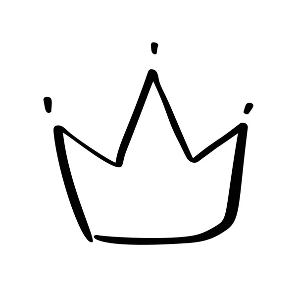 Símbolo desenhado à mão de uma coroa estilizada. Desenhado com uma tinta preta e escova. Ilustração vetorial isolada sobre branco. Design de logotipo. Pincel Grunge — Vetor de Stock
