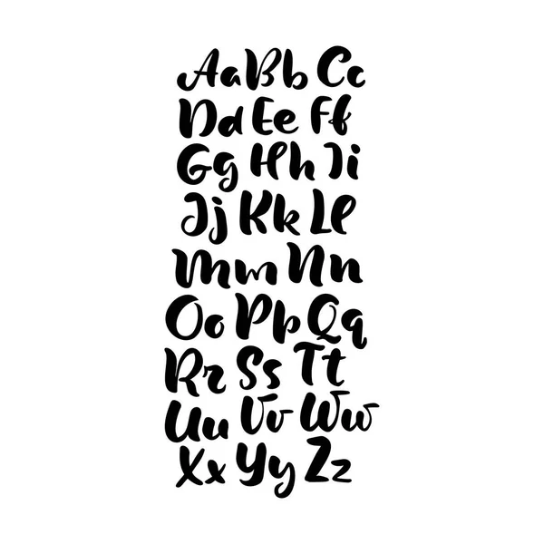 Lettrage à la main alphabet design, écriture manuscrite script moderne calligraphie cursive noir et blanc police vectorielle illustration — Image vectorielle