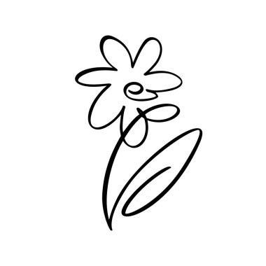 Vektör fırça çiçek. Sevgililer günü el çizilmiş simgesi. Tatil kroki Doodle tasarım bitki eleman Sevgiliye. Web, Düğün ve baskı için dekor seviyorum. İzole resim