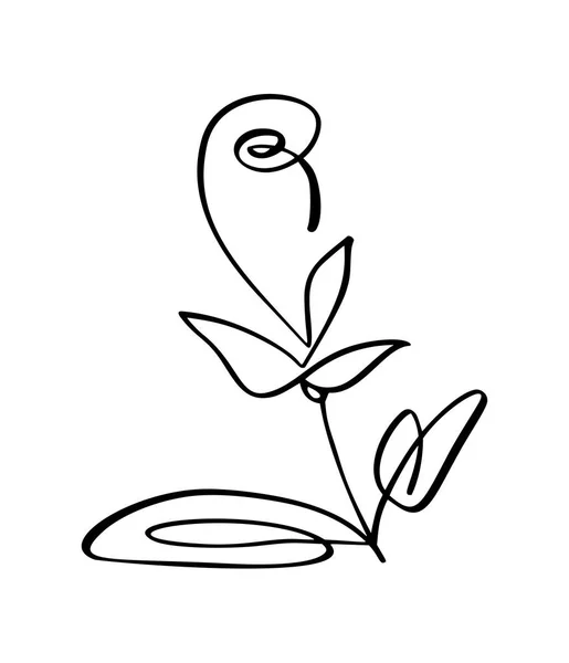 Flor de escova vetorial. Dia dos Namorados ícone desenhado à mão. Holiday sketch doodle Elemento de planta de design valentine. decoração de amor para web, casamento e impressão. Ilustração isolada — Vetor de Stock