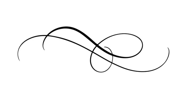 Elemen kaligrafi vektor berkembang. Pembagi gambar tangan untuk dekorasi halaman dan gambar gambar bingkai ornamen swirl. Dekoratif untuk kartu pernikahan dan undangan - Stok Vektor