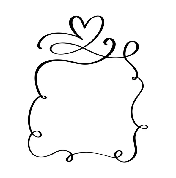 手描きのヴィンテージフレームは、バレンタインデーやロマンチックな休日のフレーズのために心で引用します。テキスト用のスペースを持つベクターイラストレーションを盛り上げます — ストックベクタ