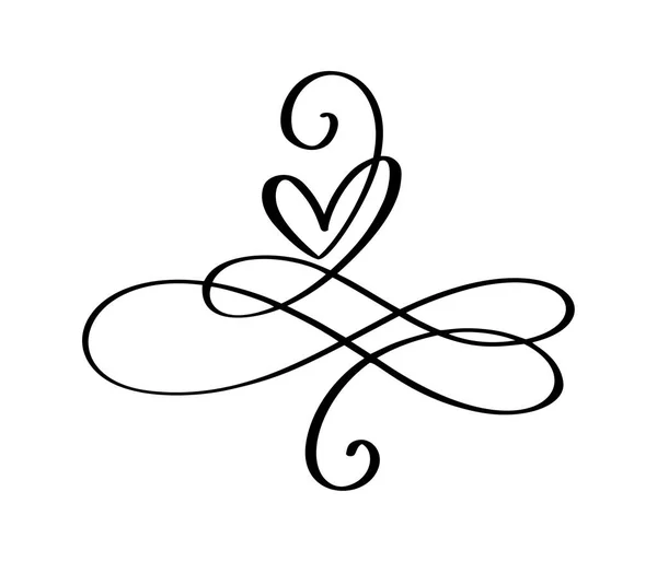 Cœur d'amour Dans le signe de l'infini. Signez sur la carte postale pour la Saint-Valentin, impression de mariage. Calligraphie vectorielle et illustration lettrée isolées sur fond blanc — Image vectorielle