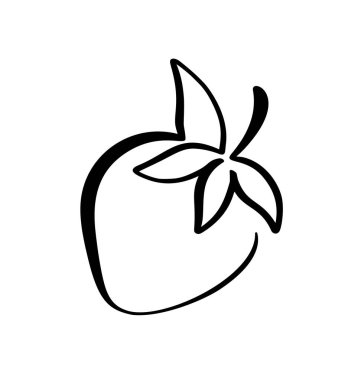 Çilek el çizilmiş anahat doodle simgesi. Vektör kroki Logo logo illüstrasyon sağlıklı berry - baskı için taze ham çilek, web, mobil ve infographics beyaz arka plan izole