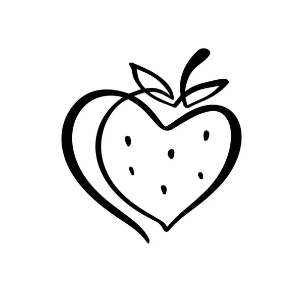 Çilek el çizilmiş anahat doodle simgesi. Vektör kroki Logo logo illüstrasyon sağlıklı berry - baskı için taze ham çilek, web, mobil ve infographics beyaz arka plan izole — Stok Vektör