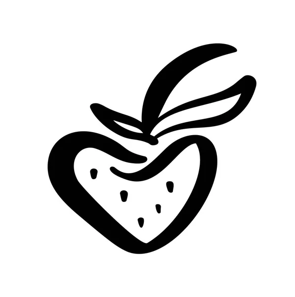 Strawberry handritade kontur Doodle ikon. Vektor skiss logo illustration av friska bär-färsk rå jordgubb för tryck, webb, mobil och Infographics isolerad på vit bakgrund — Stock vektor
