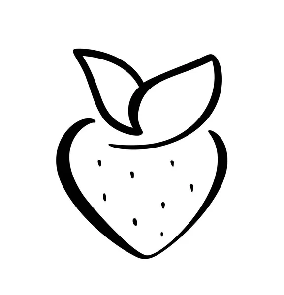 Strawberry hand drawn outline doodle icon. Vector sketch Logo illustration of healthy berry - fresh raw strawberry for print, web, mobile and infographics isolated on white background