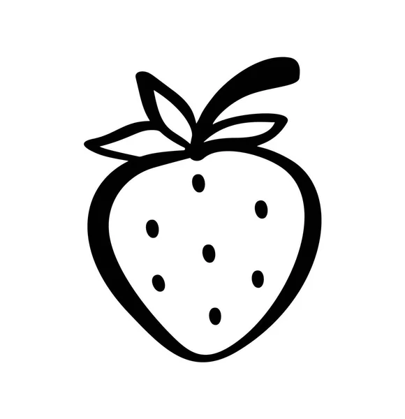 Erdbeere handgezeichnete Umrisse Doodle-Symbol. Vektor-Skizze Logo-Illustration von gesunden Beeren - frische rohe Erdbeeren für Druck, Web, Mobile und Infografiken isoliert auf weißem Hintergrund — Stockvektor