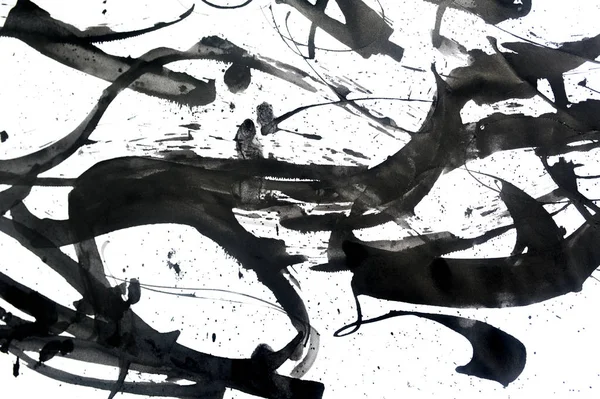 Soyut fırça darbeleri ve boya sıçramaları. Grunge sanat el draen kaligrafi arka plan