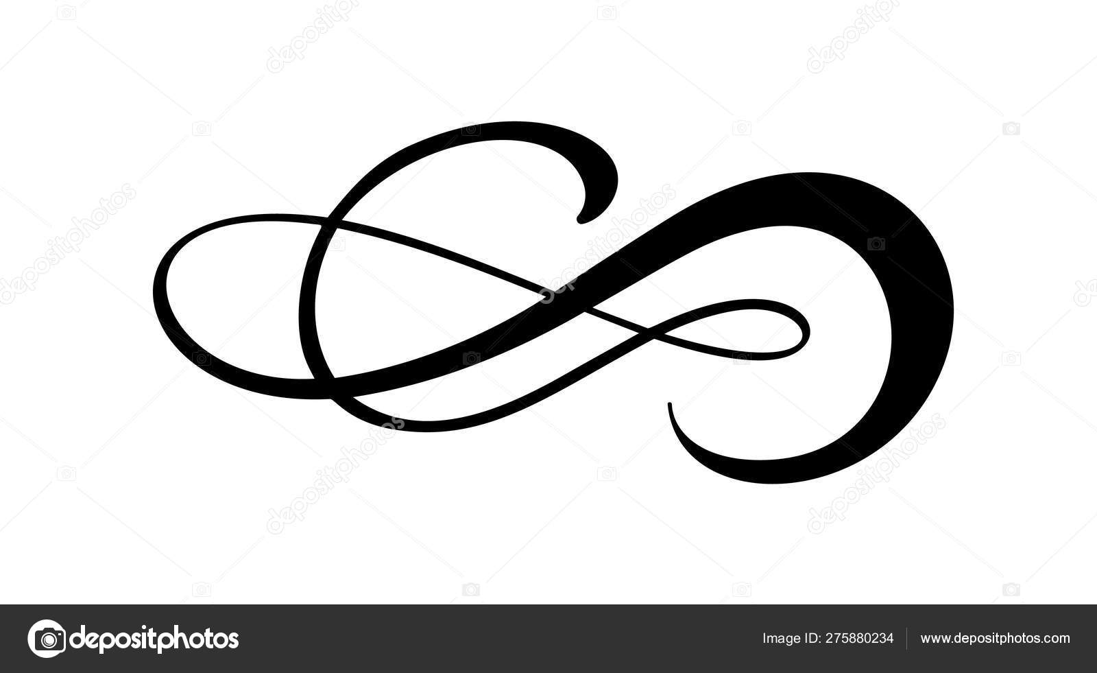 Vintage swirl calligraphic flourish, vector divider ornament design. Hand  drawn Illustration for book, greeting card, wedding invitation, Valentines  Day Stock Vector by ©timonko 275880234, image size:1600x981