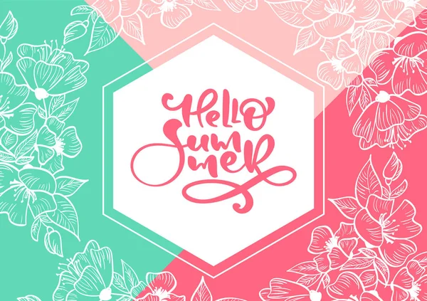 Hello Summer calligraphy greeting card. Creative graphic vector lettering illustration. Retro typographical design — Stock Vector