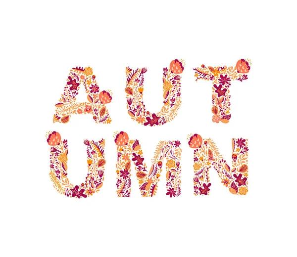 Kwiatowy wektor jesienny tekst w projektowaniu banerów z kolorowymi listwami w tle w sezonie jesiennym. Jesienny projekt typografii ilustracji. projekt jesienny dla bannera — Wektor stockowy