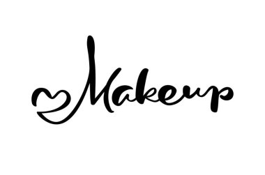 Kaligrafi yazı metni Kalple makyaj yapın. moda okulu için vektör Berber logosu modern tasarım. illüstrasyon düz logo