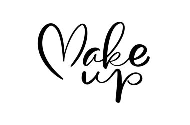 Kaligrafi yazı metni Kalple makyaj yapın. moda okulu için vektör Berber logosu modern tasarım. illüstrasyon düz logo