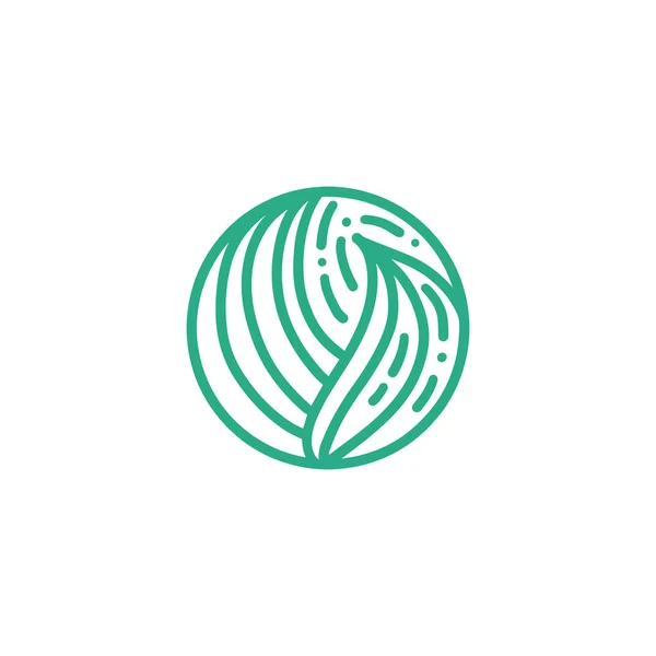 Planta orgânica folhas verdes logotipo. Bio emblema redondo em um estilo linear círculo. Distintivo abstrato de vetor de design de produtos naturais, loja de flores, cosméticos, conceitos de ecologia, saúde, spa, centro de ioga — Vetor de Stock