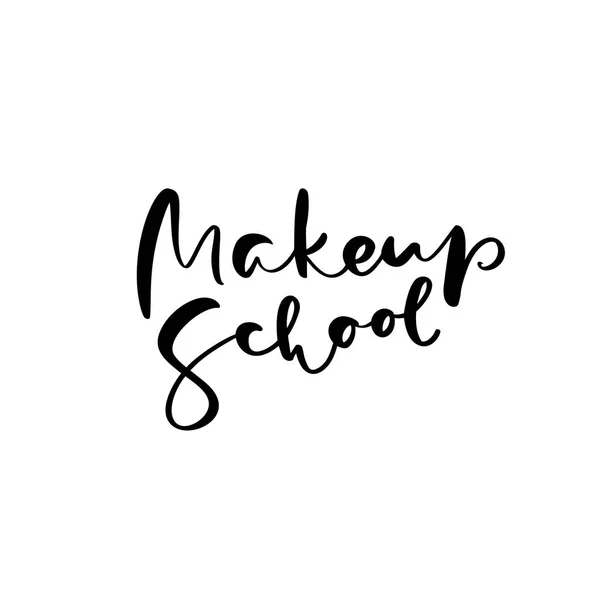 Tekst kaligrafii napis make up School. Fryzjer edukacja ilustracja logo nowoczesny projektować płaski wektor — Wektor stockowy
