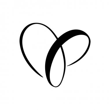 siyah kalp işareti. Beyaz arka plan üzerinde simge. Vektör illüstrasyon romantik sembol bağlantılı, aşk, tutku ve düğün. T shirt, kart, poster için şablon. Sevgililer Günü tasarım düz elemanı