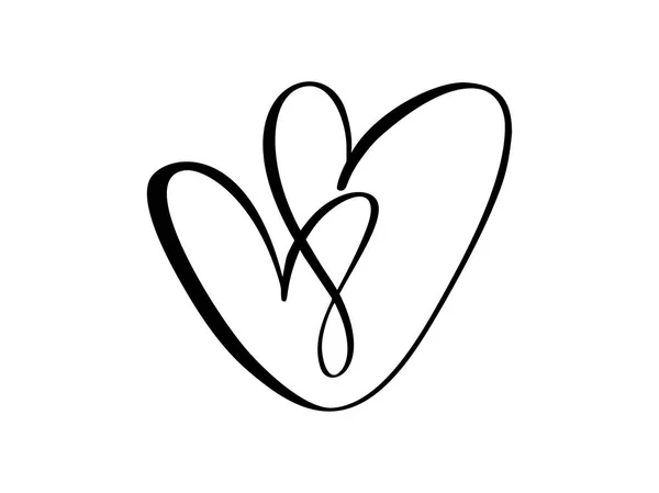 Två vektor svarta hjärtan tecken. Ikon på vit bakgrund. Illustration romantisk symbol länkade, gå, kärlek, passion och bröllop. Mall för t-shirt, kort, affisch. Design platt element av alla hjärtans dag — Stock vektor