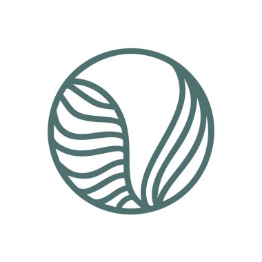 Dairesel doğrusal stilde yuvarlak biyo amblem. Vektör soyut yol logosu. Seyahat ürünlerinin tasarım rozeti, turizm konsepti. Çizim simgesi