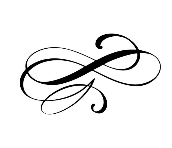 Vintage swirl calligraphic flourish, vector divider ornament design. Illustration for book, greeting card, wedding invitation, Valentines Day