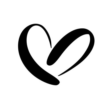 Vektör siyah kalp işareti. Beyaz arka planda simge. İllüstrasyon romantik sembolü bağlı, katılmak, aşk, tutku ve düğün. Tişört, kart, poster için şablon. Sevgiliye gün tasarım düz eleman