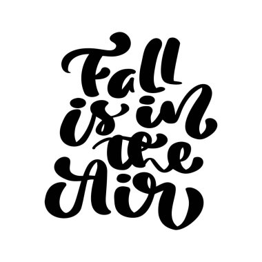 Vektör yazı kaligrafi Güz hava metninde. Beyaz arka planda izole tebrik kartı için el çizilmiş çizim. Mevsimlik tatiller için mükemmel, Şükran günü