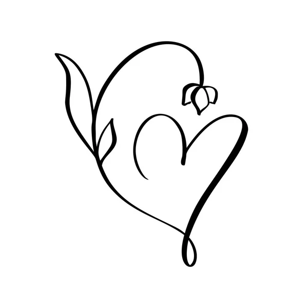 Vektor hjärta med blomma tecken. Ikon på vit bakgrund. Illustration romantisk symbol kärlek, passion och bröllop. Mall för t-shirt, kort, affisch. Design platt element av alla hjärtans dag — Stock vektor