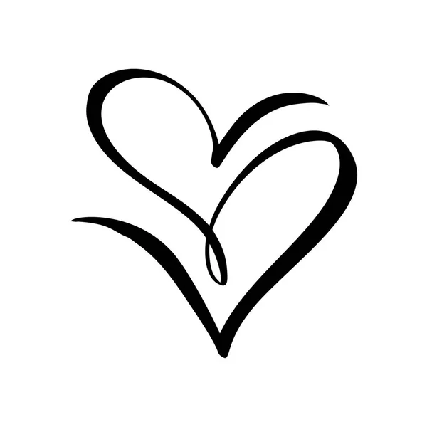 두 벡터 검은 마음 기호입니다. 흰색 배경에 아이콘입니다. 일러스트 로맨틱 기호 연결, 가입, 사랑, 열정과 결혼식. 티셔츠, 카드, 포스터용 템플릿. 발렌타인 데이의 디자인 플랫 요소 — 스톡 벡터