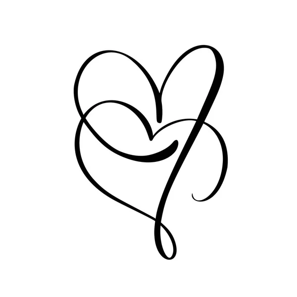 Знак двух векторных черных сердец. Икона на белом фоне. Иллюстрация романтический символ связаны, присоединиться, любовь, страсть и свадьба. Шаблон для футболки, открытки, плаката. Дизайн плоского элемента Валентинова дня — стоковый вектор
