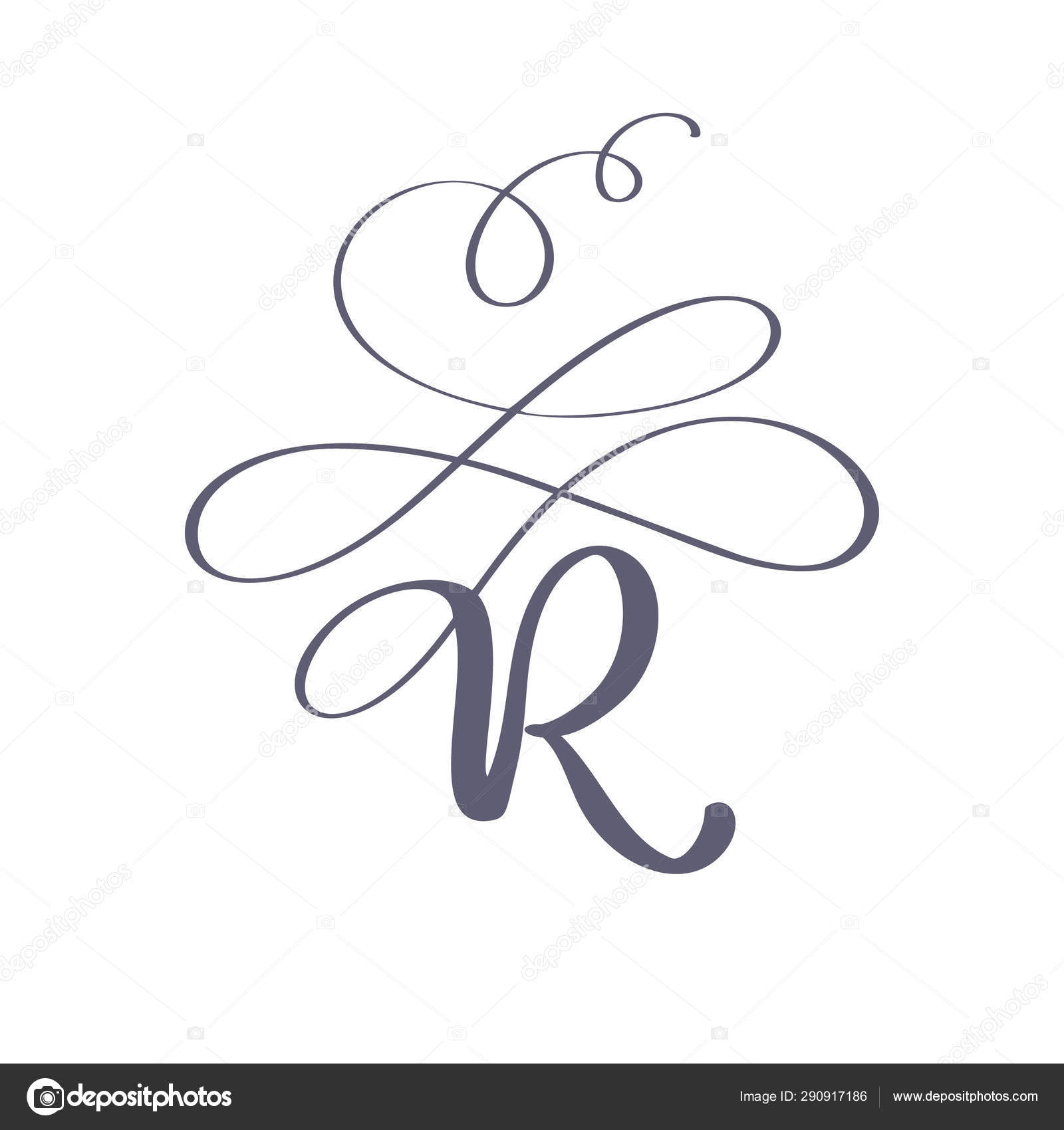 Wedding Logo Monogram Two Curly Letters Stock Vector (Royalty Free