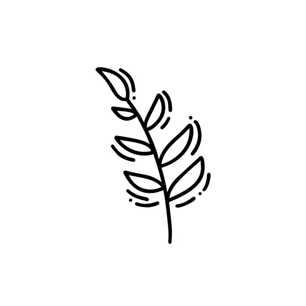 Monolin Herbstblätter von Baum-Logo. umrissenes Emblem in linearem Stil. Vektor abstraktes Symbol für die Gestaltung von Naturprodukten, Blumenladen, Kosmetik, ökologische Konzepte, Gesundheit, Wellness — Stockvektor