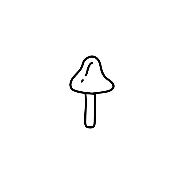Один монохромний монолітний гриб, намальований вручну ескіз лінії мистецтва, векторна каракулі ілюстрація ізольовані на білому тлі — стоковий вектор
