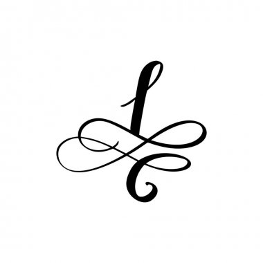 Vektör El Çizilmiş kaligrafik çiçek numarası 1 monogram veya logo. El Harfi sayı Girdaplar ve kıvırcık ile bir. Düğün Çiçek Tasarımı