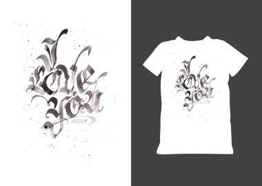 el çizilmiş vektör gotik alıntı I Love You. Kirli grunge sevgililer izole metin. tatil t-shirt, afiş, tasarım için tipografi logosu