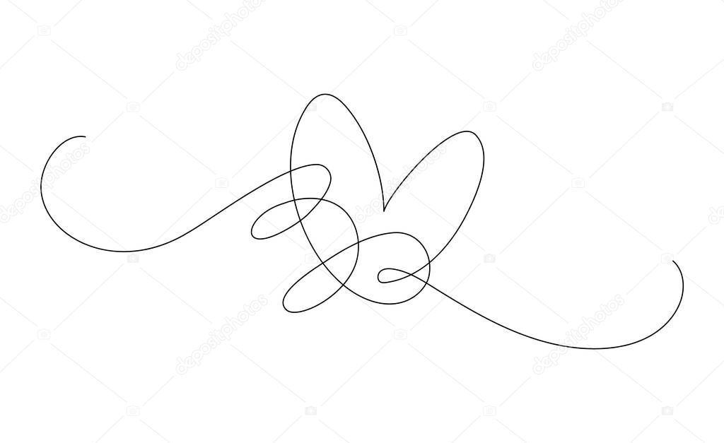 Hand draw heart drawing in continuous line. Decoration element for design. Vector Illustration