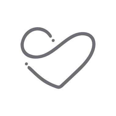 Romantik monoline sonsuzluk kaligrafi vektör Kalp aşk işareti. Sevgililer Günü'nün elle çizilmiş simgesi. Tebrik kartı, poster düğün için Concepn sembolü. Tasarım düz eleman illüstrasyon