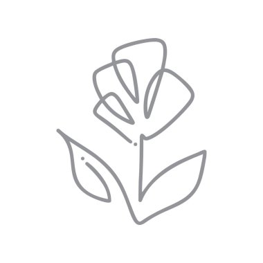 Sürekli çizgi el çizim kaligrafik vektör çiçek lale kavramı logo güzellik. Minimal tarzda monoline bahar çiçek tasarım elemanı. Sevgililer aşk konsepti