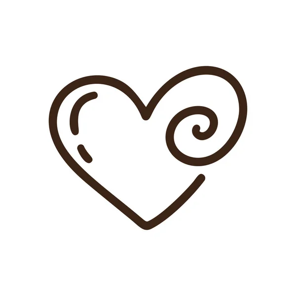 Romantische Kalligraphie Monolin Vektor Herz Liebe Zeichen. Handgezeichnete Ikone des Valentinstages. konzeptionelles Symbol für T-Shirt, Grußkarte, Posterhochzeit. Design flaches Element Illustration — Stockvektor