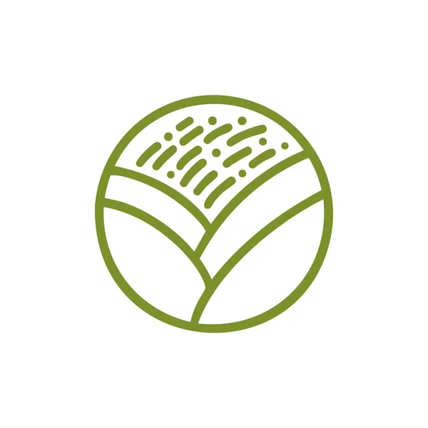 Bio emblema redondo em um estilo linear círculo. logotipo folha verde. Distintivo abstrato de vetor de desenho de produtos naturais, loja de flor, cosméticos, conceitos de ecologia, saúde, spa — Vetor de Stock