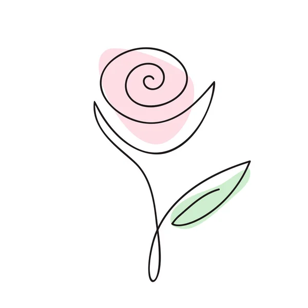 Línea continua dibujo a mano caligrafía vector flor rosa concepto logo belleza. Elemento de diseño floral de primavera monolina en estilo minimalista. Concepto de amor Valentine — Archivo Imágenes Vectoriales