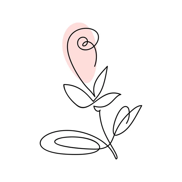 Línea continua dibujo a mano caligrafía vector flor rosa concepto logo belleza. Elemento de diseño floral de primavera monolina en estilo minimalista. Concepto de amor Valentine — Archivo Imágenes Vectoriales